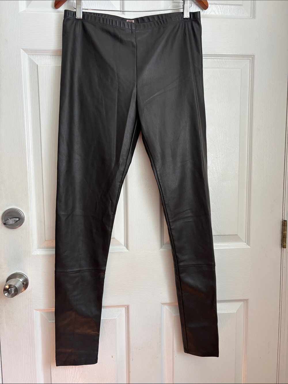 Pete & Greta X Johnny Was  dark brown faux leather stretch pull on pants size M